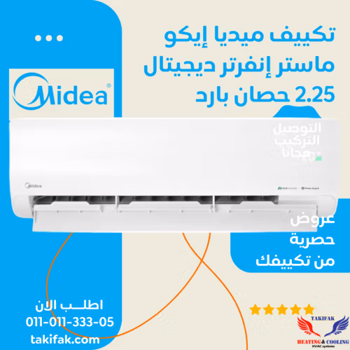 تكييف ميديا سبليت بارد انفرتر بقدرة 2.25 حصان باللون الأبيض (M1SEFT-18CRDN8F-Q8) تكييفات midea ميديا 2.25 حصان تكييفات 2.25 حصان 3