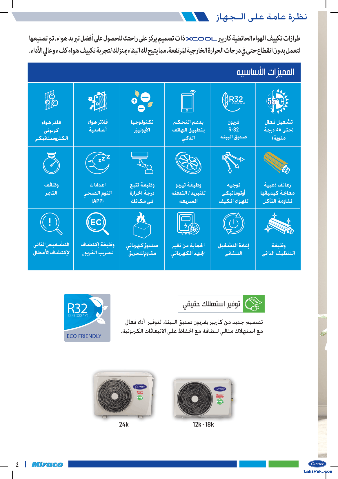 تكييف كاريير 1.5 حصان سبليت اكس كول بارد ساخن 53QHCT12N-708F 5 تكييف كاريير اكس كول كتالوج (4)