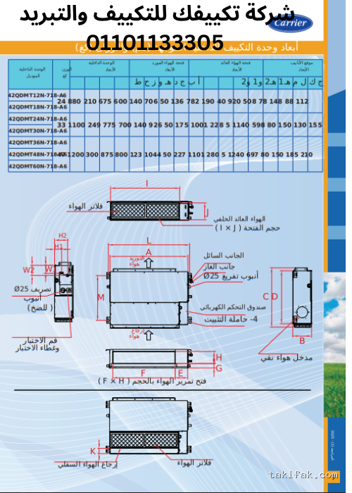 جهاز تكييف هواء كاريير بقوة 4 حصان مع نظام تبريد وتسخين سريع 53QHET30N-708F 6 تكييف كونسيلد كاريير 5 حصان بارد ساخن كلاسي كول برو 53qdmt36n (7)